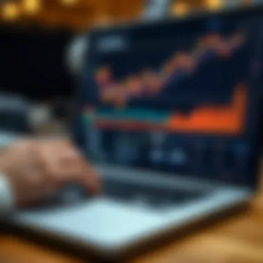 Analyzing Cryptocurrency Data on Laptop A close-up view of a user analyzing cryptocurrency data on a laptop.